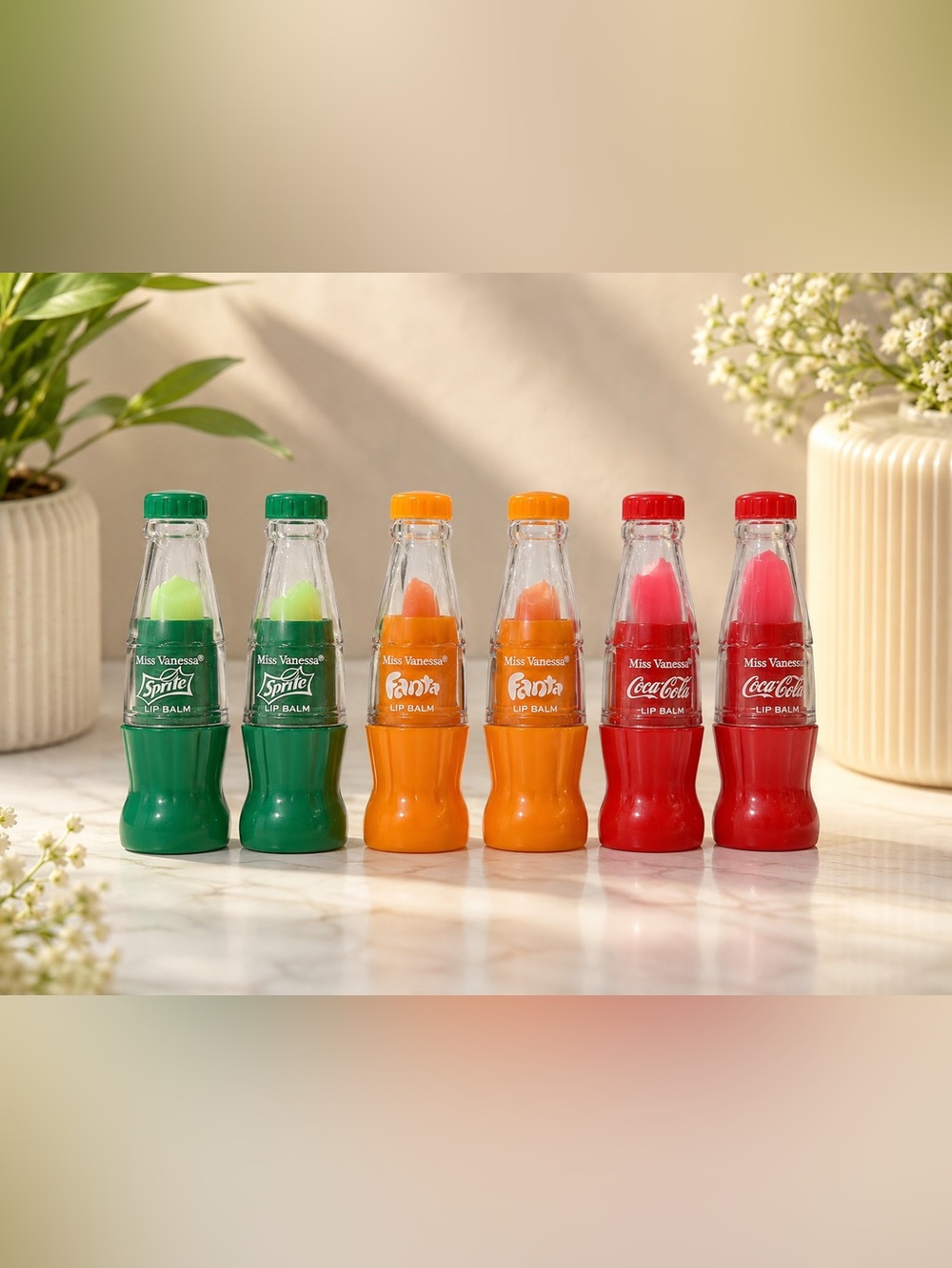 Lip balms set of 6- Sprite, Coca Cola and Fanta
